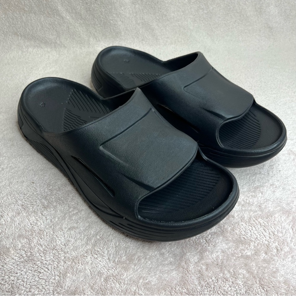 NEW Casual Foam Beach Slides Sandals Men’s 9.5 Black Comfort Cloud Summer Pool